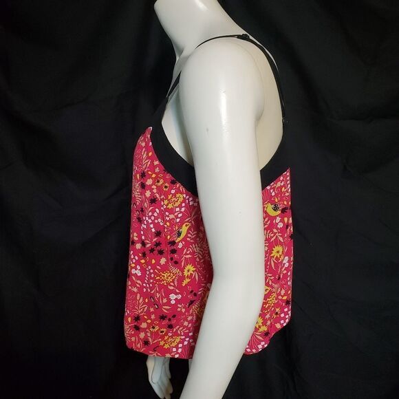 Xhilaration Pink Floral Cropped Tank Top (L) - Picture 3 of 5